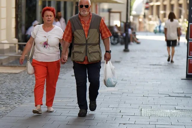 elderly couple with a caregiver